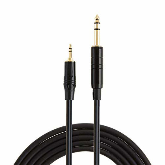 Picture of CableCreation Gold Plated 3.5mm 1/8" Male Stereo to 6.35mm 1/4" Male Stereo Audio Cable, 2 Meters/Black