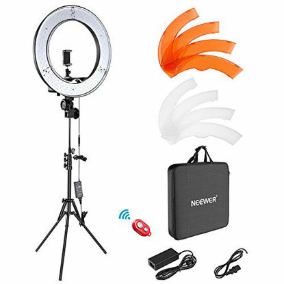Picture of Neewer Ring Light Kit:18"/48cm Outer 55W 5500K Dimmable LED Ring Light, Light Stand, Carrying Bag for Camera,Smartphone,YouTube,TikTok,Self-Portrait Shooting, Black, Model:10088612