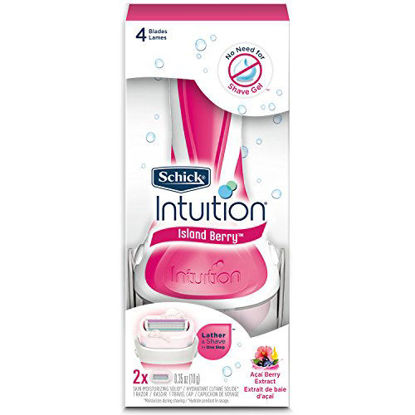 Picture of Schick Intuition Island Berry Womens Razor Blade Refills with Acai Berry Extract, 1 Handle with 2 Refills