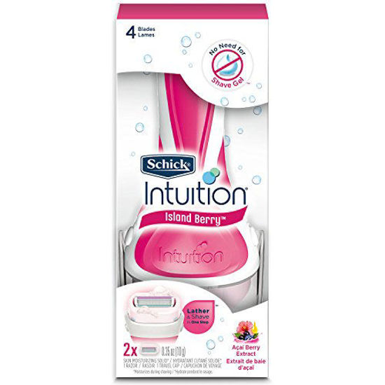 Picture of Schick Intuition Island Berry Womens Razor Blade Refills with Acai Berry Extract, 1 Handle with 2 Refills