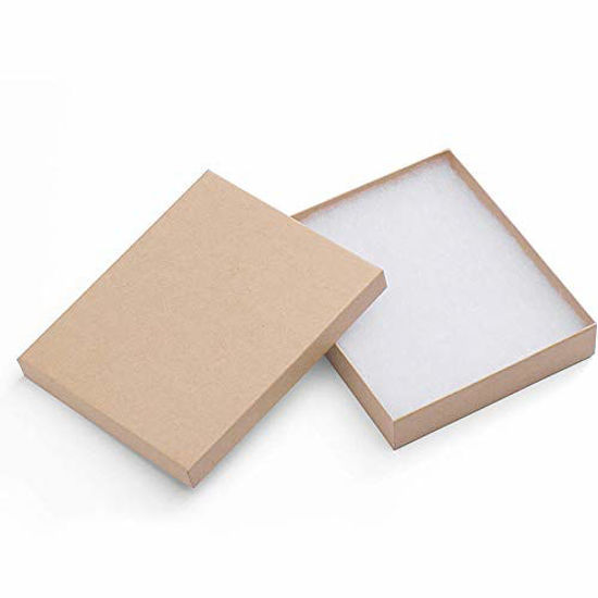 Picture of Mesha 10-Pack 6X5X1 Inch Cardboard Jewelry Boxes, Thick Paper Box Bulk for Jewelry Gift Packaging /Shipping, Gift Case with Cotton Filled and Lids -Brown