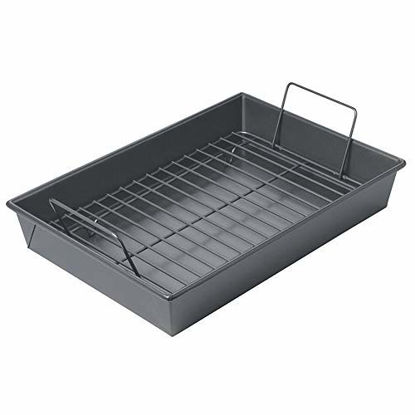 Picture of Chicago Metallic Professional Roast Pan with Non-Stick Rack, 13-Inch-by-9, Gray