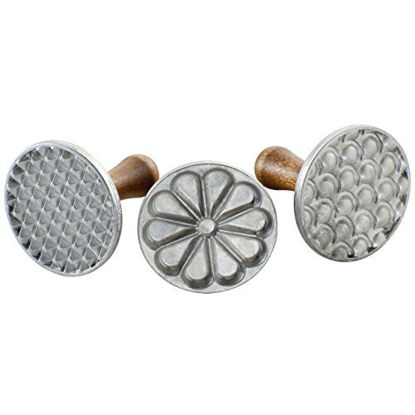 Picture of Nordic Ware Heirloom Cookie Stamps, Silver with Natural Hardwood Handles