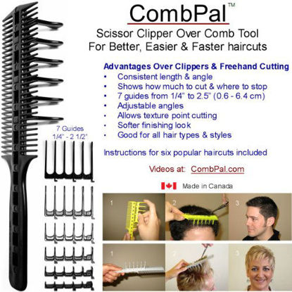 Picture of CombPal Scissor Clipper Over Comb Hair Cutting Tool Barber Haircutting Comb Set (Classic Set, Gray)