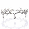 Picture of Remedios Rhinestone Leaf Wedding Crown Headband for Brides, Crystal Pendent Tiara Headband for Wedding Prom Birthday, Silver