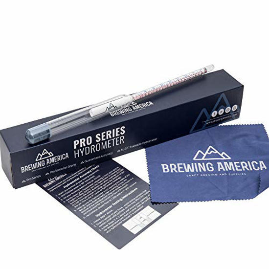 Picture of American-Made Specific Gravity Hydrometer Alcohol ABV Tester - Pro Series Fermentation Testing Homebrew: Beer, Wine, Cider, Mead - Triple Scale Hydrometer by Brewing America