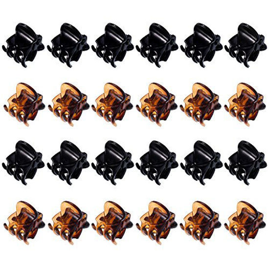 Picture of Mini Hair Clips Plastic Hair Claws Pins Clamps for Girls and Women (24 Pieces, Black and Brown)