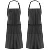 Picture of Syntus 2 Pack Adjustable Bib Apron Thicker Waterdrop Resistant with 2 Pockets Cooking Kitchen Aprons for Women Men Chef, Pinstripe Black White