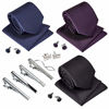 Picture of Premium Mens Gift Tie Set Silky Necktie Pocket Squares Tie Clips Cufflinks For Men