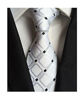 Picture of Elfeves Men's Solid White Silver Checks Jacquard Woven Silk Ties Formal Necktie