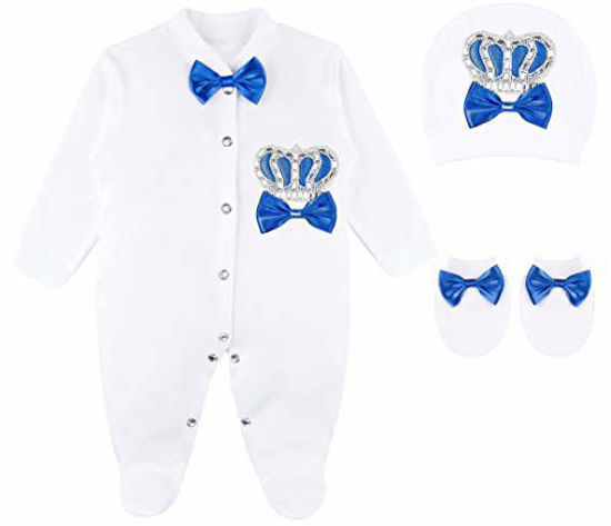 Picture of Lilax Baby Boy Newborn Crown Jewels Layette 3 Piece Gift Set 0-3 Months Royal Blue