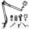 Picture of Upgraded Adjustable Microphone Suspension Boom Scissor Arm Stand with Shock Mount Mic Clip Holder 3/8 to 5/8 Screw Adapter -for Blue Yeti, Snowball & Other Microphones (stand with adapter)