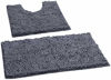 Picture of LuxUrux Bathroom Rugs Luxury Chenille 2-Piece Bath Mat Set, Soft Plush Anti-Slip Bath Rugs + U Shape Contoured Mat.1'' Microfiber Shaggy Carpet, Super Absorbent, Dark Gray.