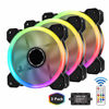 Picture of EZDIY-FAB Dual Ring 120mm RGB Case Fan 3-Pack,Quiet Edition High Airflow Adjustable Color LED Case Fan for PC Cases, CPU Coolers with Remote Controller