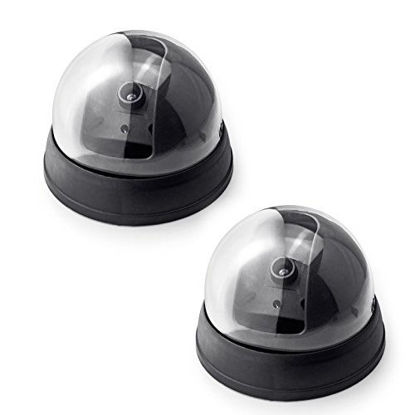 Picture of Fake Security Camera,Fuers Simulation Dummy Hemisphere Dome Camera Indoor/Outdoor Waterproof with Flashing Red LED Light for Home Business,2 Pack