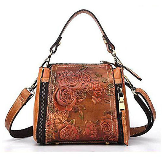 Picture of Crossbody Bag for Women Genuine Leather Top Handle Tote Purses Vintage Satchels Handbag(Brown)