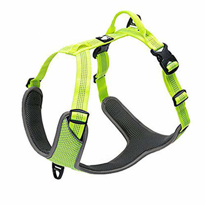 Picture of TRUE LOVE Dog Harness Adjustable Reflective No Pull Durable Pet Vest Car Trip Outdoor TLH6071(Neon Yellow,L)