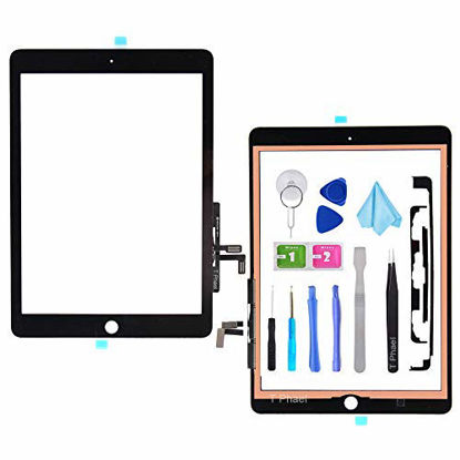 Picture of T Phael Black Digitizer Repair Kit for 2017 iPad 9.7(A1822, A1823)/ iPad 5 iPad Air 1st Touch Screen Digitizer Replacement (Without Home Button) with Tools + PreInstalled Adhesive