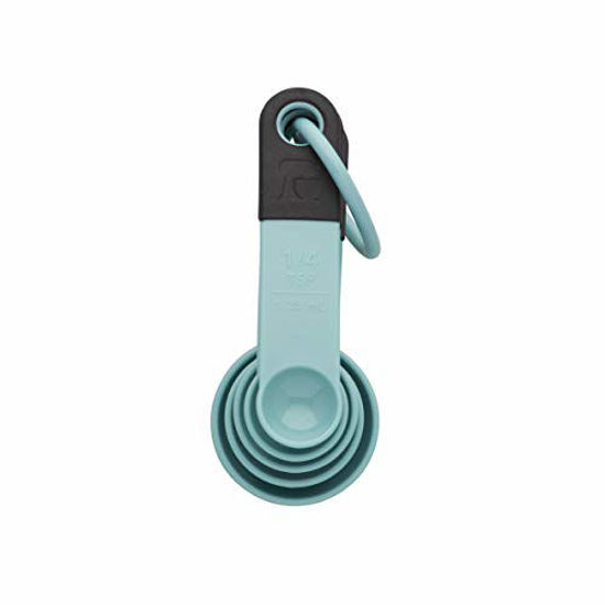 Picture of KitchenAid Classic Measuring Spoons, Set of 5, Aqua Sky/Black