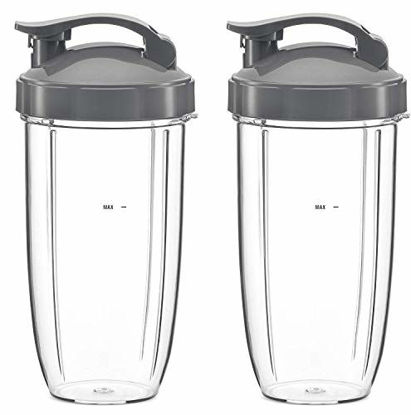 Picture of BidiHome Flip Top To Go Lid with 32oz Tall Cup,Fits Nutribullet 600W 900W Blenders (2 Pack)