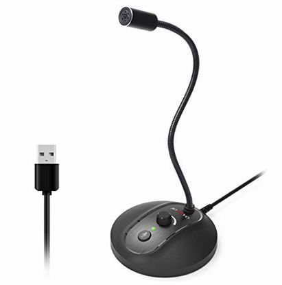 Picture of USB Computer Microphone with Mute Button,Plug&Play Condenser,Desktop, PC, Laptop, Mac, PS4 Mic LED Indicator -360 Gooseneck Design -Recording, Dictation, YouTube, Gaming, Streaming (Omnidirectional)