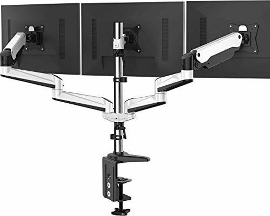 Mount-It! Triple Monitor Mount | 3 Monitor Desk Stand | Fits Three Computer  Screens 19 20 21 22 23 24 Inches | C-Clamp Base | Heavy Duty Full Motion