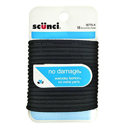 Picture of Scunci No-Damage Medium Hold Black Elastics 18-Pcs