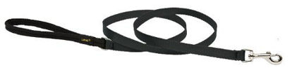 Picture of LupinePet Basics 1/2" Black 6-foot Padded Handle Leash for Small Pets