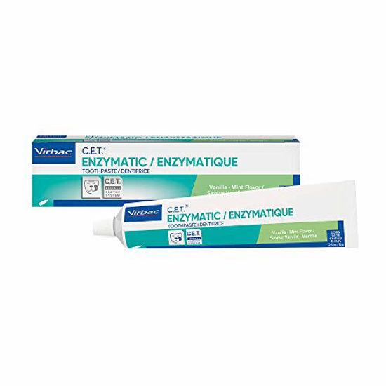 Picture of Virbac CET Enzymatic Toothpaste, Eliminates Bad Breath by Removing Plaque and Tartar Buildup, Best Pet Dental Care Toothpaste, Vanilla Mint Flavor, 2.5 Oz Tube