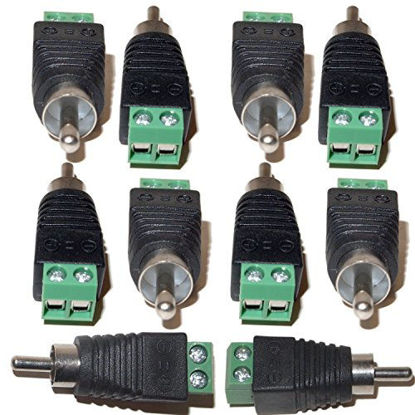Picture of Evertech 10 Pcs. RCA Male Jack to Audio Video Screw Terminal Connector CCTV AV Balun
