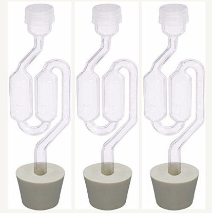 Picture of 3ct. - S-Shape Airlock with #7 Stopper - Set of 3 (Bubble Airlock)