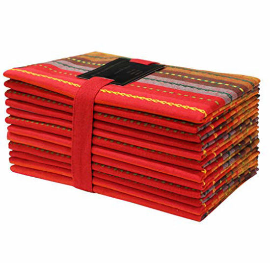 Picture of COTTON CRAFT Salsa Stripe Set of 12 Pure Cotton Oversized Dinner Napkins, 20 inch by 20 inch, Red Multicolor