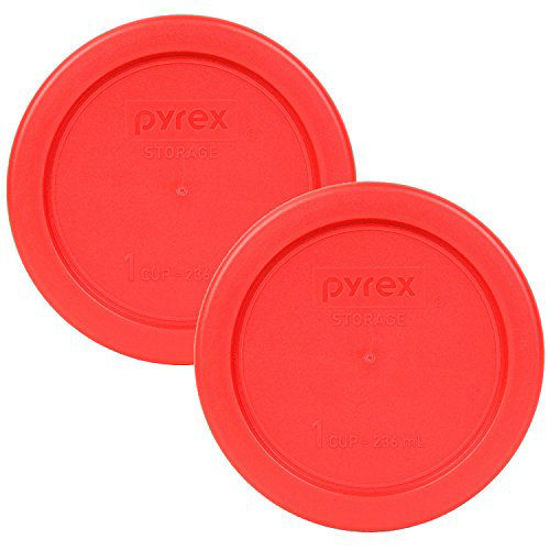 Picture of Pyrex 7202-PC 4" Red 1 Cup, 236mL Round Storage Lid 2 Pack for Glass Bowl