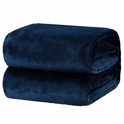 Picture of Bedsure Fleece Blanket Twin Size Navy Lightweight Super Soft Cozy Luxury Bed Blanket Microfiber