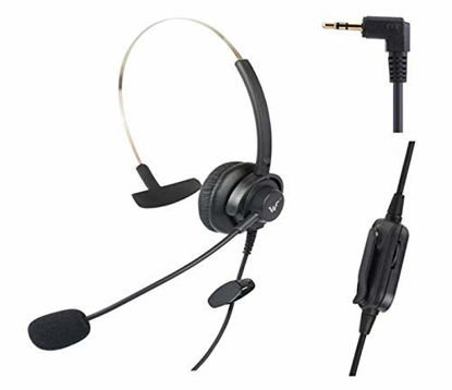 Picture of Headset Headphones with Volume+Mute Control+Standard 2.5mm Plug Jack Compatible for Cisco SPA Series Spa303 Spa504g and Other, Polycom Soundpoint IP 320 330, Grandstream, Panasonic, Cortelco