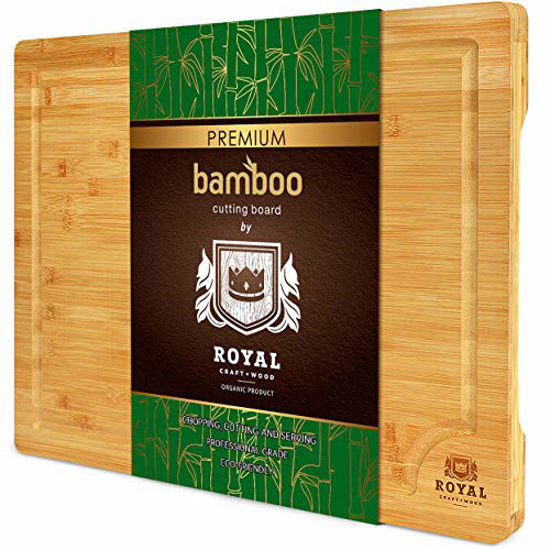 GetUSCart- Extra Large Organic Bamboo Cutting Board with Juice