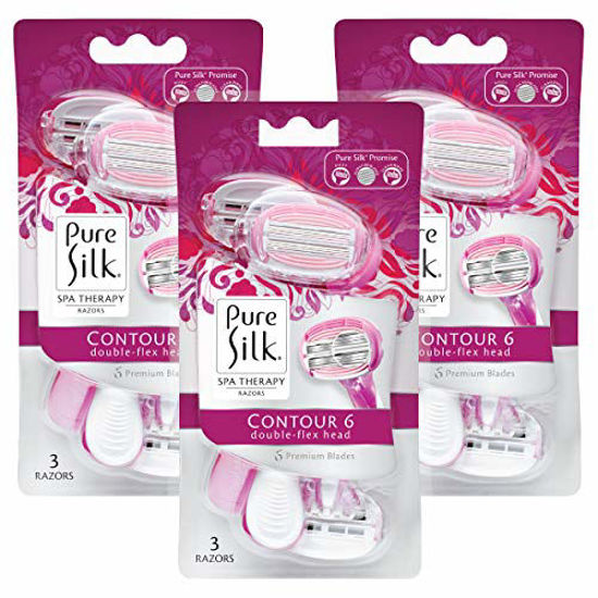 Picture of Pure Silk Contour 6 Premium Disposable Razor, 3 Count