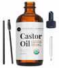 Picture of Castor Oil (2oz) USDA Certified Organic, 100% Pure, Cold Pressed, Hexane Free by Kate Blanc. Stimulate Growth for Eyelashes, Eyebrows, Hair. Lash Growth Serum. Brow Treatment. FREE Mascara Starter Kit