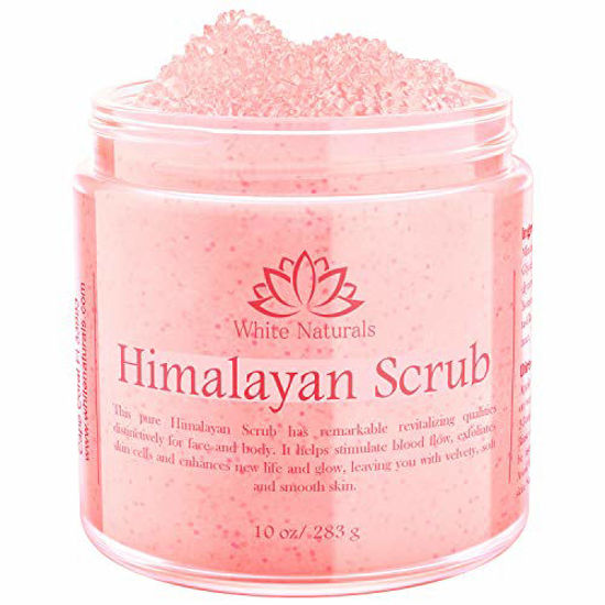 Picture of Pure Himalayan Salt Scrub, Exfoliating Body Scrub for Soft and Healthy Skin, Pink Himalayan Salt Face Scrub Removes Dead Skin Cells, Natural Foot Scrub Exfoliation Products, 12oz By White Naturals