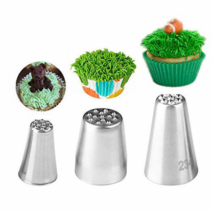 Picture of Symphony Wire Tips, 3 Pcs Leaves Stainless Steel Icing Piping Nozzles For Pastry Fondant Tools (Grass), 3