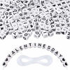 Picture of Heflashor 1200PCS Acrylic Letter Beads White Cube Letter Beads Alphabet Beads A-Z and Heart Beads for Jewelry Making/Bracelets/Necklaces 6 X 6mm (White)