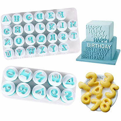 Picture of Alphabet Letter Numbers Cake Mould Set, BENBO 36Pcs Fondant Cake Sugar Craft Cookies Stamp Impress Embosser Plunger Cookie Cutter Mold Biscuit Decorating Tools