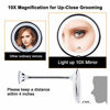 Picture of 10X Magnifying Mirror with Lights, Flexible Mirror as seen on TV, Powerful Suction Cup, 360° Swivel Flexible Gooseneck Makeup Mirror for Bathroom Shaving Travel Vanity, Cordless