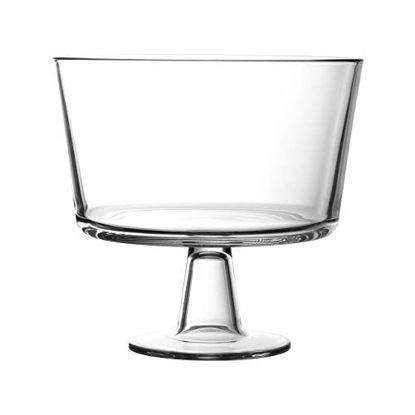 Picture of European Trifle Bowl with Pedestal, Round Dessert Display Stand for Laying Cakes, Pastries or Baked Goods, Modern Design with Crystal-Clear Borosilicate Glass, X Quart