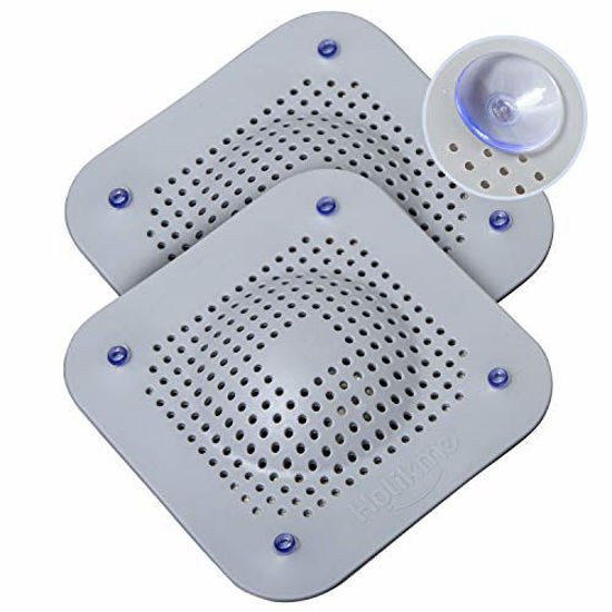 4 Pcs Silicone Drain Protector with Sucker, Sink Strainer Shower Hair  Catcher Bathtub Drain Cover for Kitchen Bathroom - White,Grey 