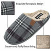 Picture of COFACE Mens Grey Flano Plaid Cozy Memory Foam Scuff Slippers Slip On Warm House Shoes Indoor/Outdoor with Best Arch Surpport Size 11