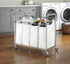 Picture of Whitmor 4 Section Rolling Laundry Sorter - 4 Removable Heavy Duty Bags - Chrome