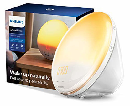 Picture of Philips SmartSleep Wake-up Light, Colored Sunrise and Sunset Simulation, 5 Natural Sounds, FM Radio & Reading Lamp, Tap Snooze, HF3520/60
