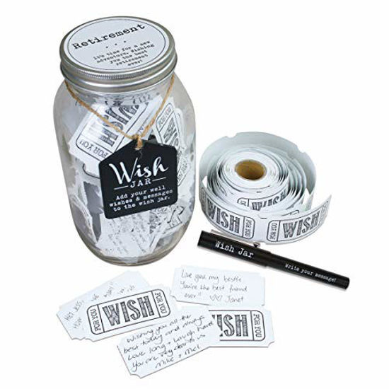 Picture of Top Shelf Retirement Wish Jar With 100 Tickets, Pen, and Decorative Lid