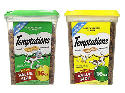 Picture of Value Size Temptations Treats for Cats Bundle: Seafood Medley Flavor (16 oz) and Tasty Chicken Flavor (16 oz)